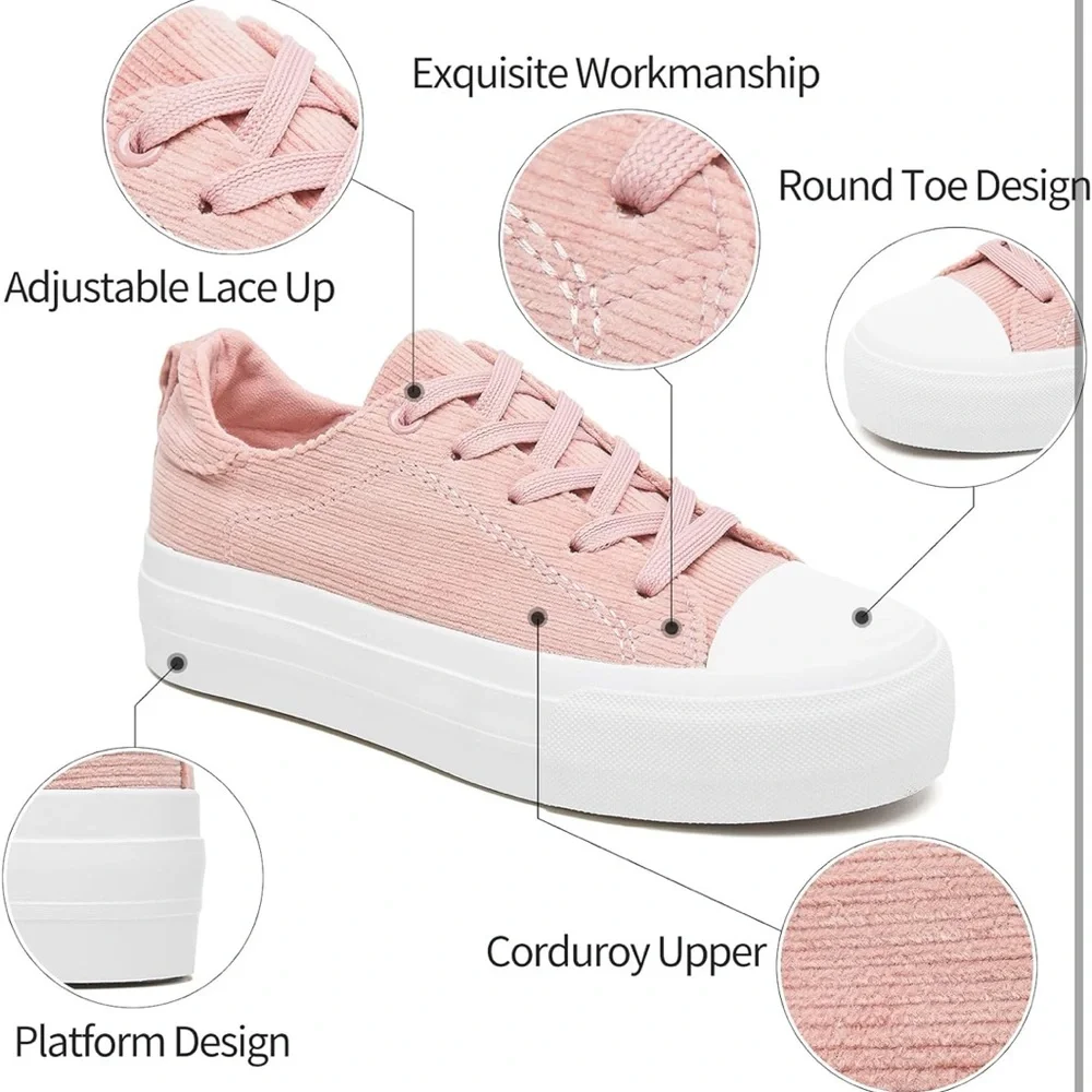 Pink Corduroy platform Sneakers_2